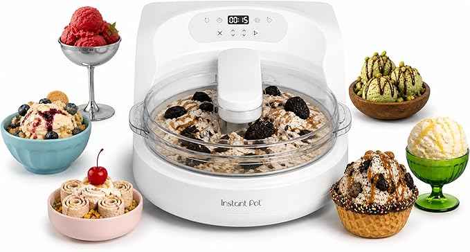 Instant Pot InstantChill Ice Cream Maker, No Pre‑Freeze, Pour, Press & Enjoy, Quiet Operation, Make IceCream in minutes*, Gelato, Sorbet, Rolled, Non‑Dairy, Mix‑Ins, Easy Clean up, Makes Up to 2 pints