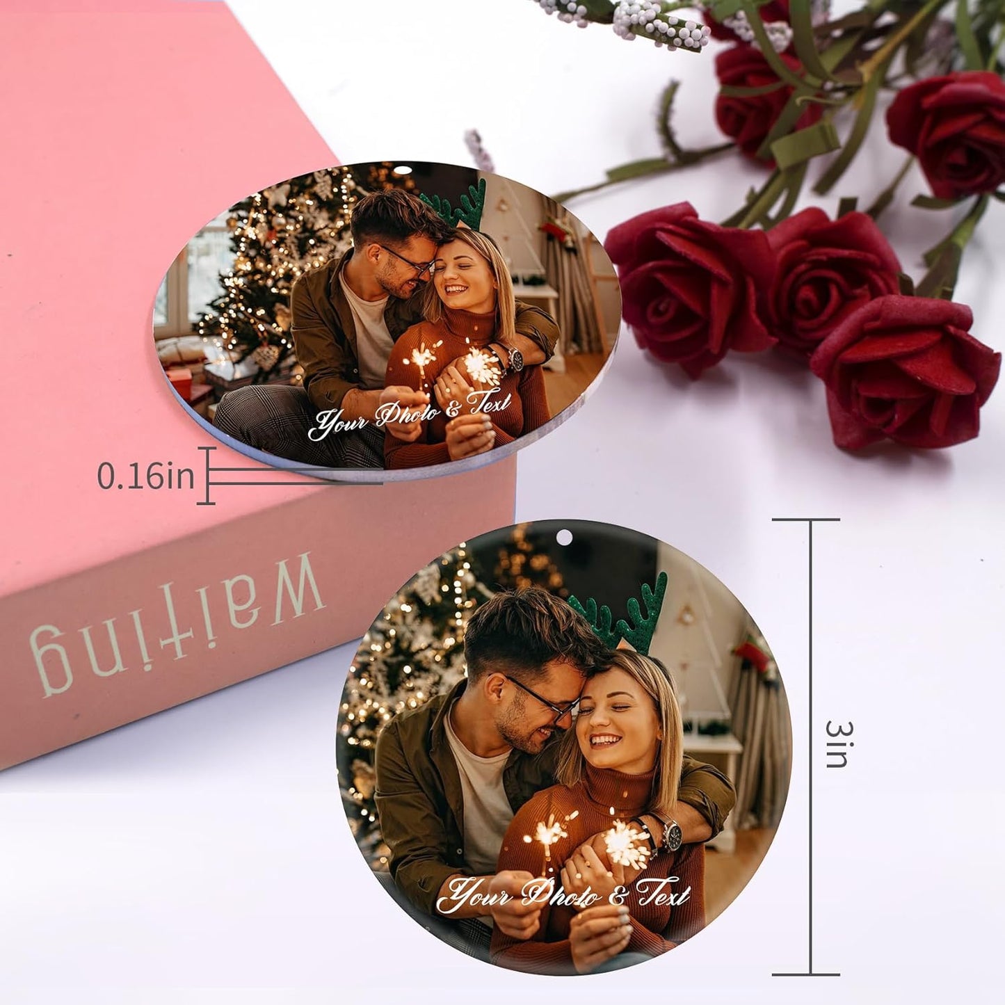 Personalized Christmas Ornament 2025,Custom Christmas Ornament,Double Sided Photo Christmas Ornament,Customized Christmas Ornaments, 2025,Ornement de Noel Personnalisé