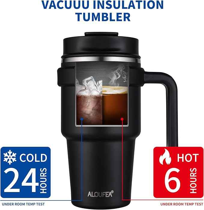 20 oz Insulated Coffee Mug Tumbler with Handle, Stainless Steel Travel Mug Tumbler with Lid and Straw,Double Wall Vacuum Leak Proof Ice Coffee Thermal Cup, Dark Rainbow/Indigo Black