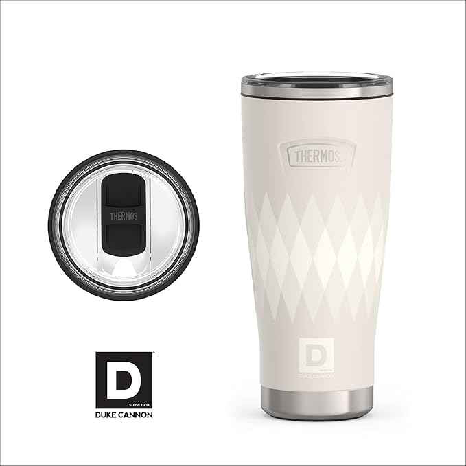THERMOS, Stainless Steel Tumbler with Slide Lock, 18 Ounce, Argyle
