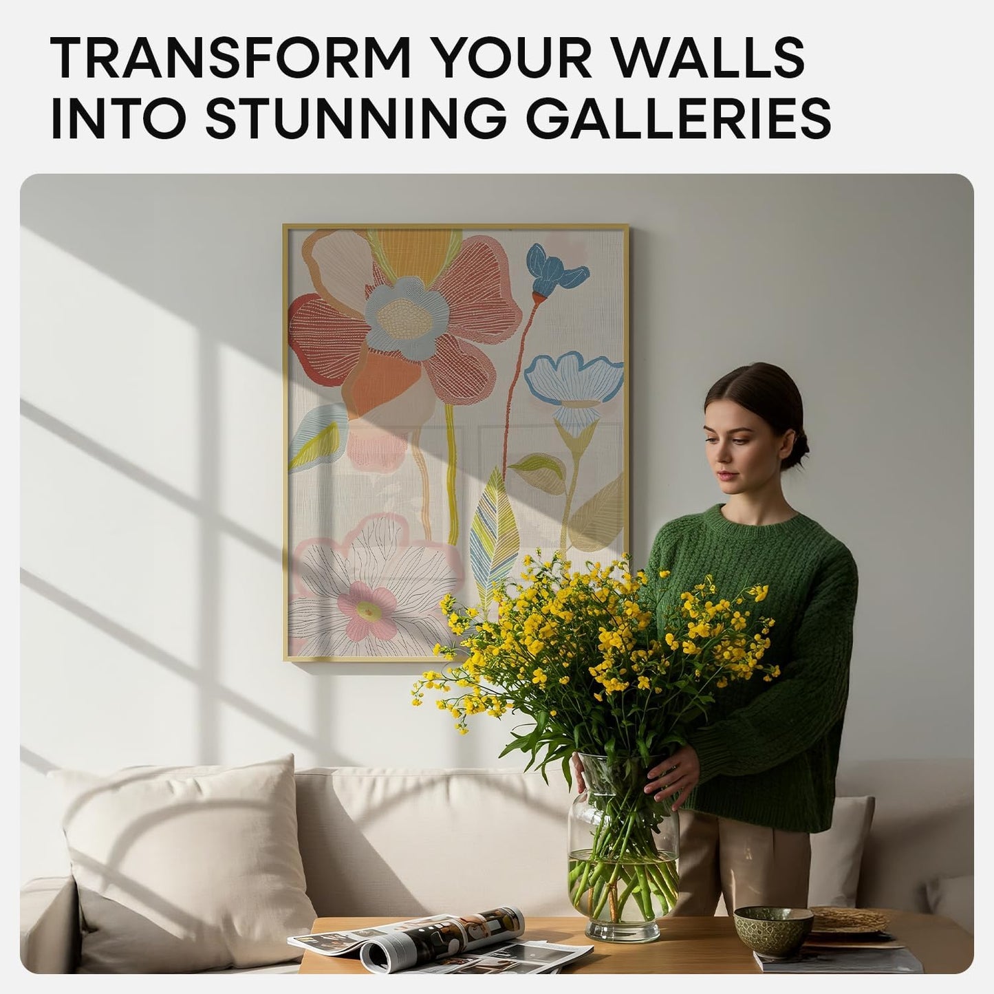 Homeforia 22x28 Picture Frame Gold, High End Metal 22 x 28 Large Poster Frames with Mat 18 by 24 for Photo, 22x28 Gold Frame Matted to 18x24 inch Print, 28x22 Frame, Tempered Glass, Wall Kit, Set of 1