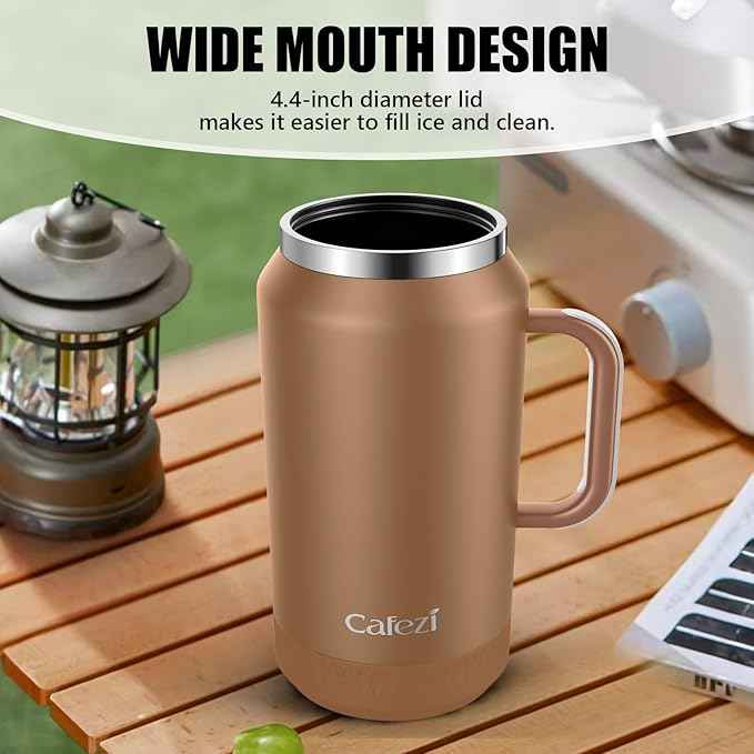 64oz Insulated Water Bottle with Flip Straw Lid - Leak-Proof, Sweat-Free, Top and Easy-Grip Side Handle, Silicone-Wrapped for Comfort, Iced for 34 Hours, Wide Mouth, BPA-Free, Anti-Slip Base