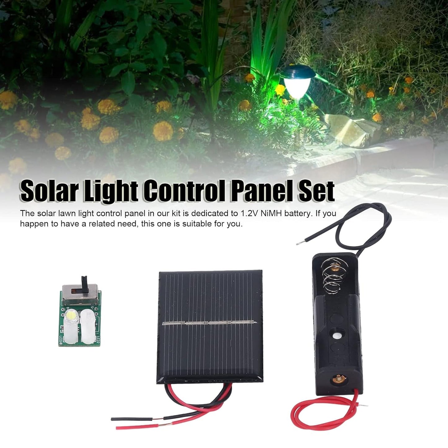 Solar Light Control Panel Kit 1.2V Solar Light Control Board Charging PCB Solar Lawn Lamp Control Board Set with Instruction Manual