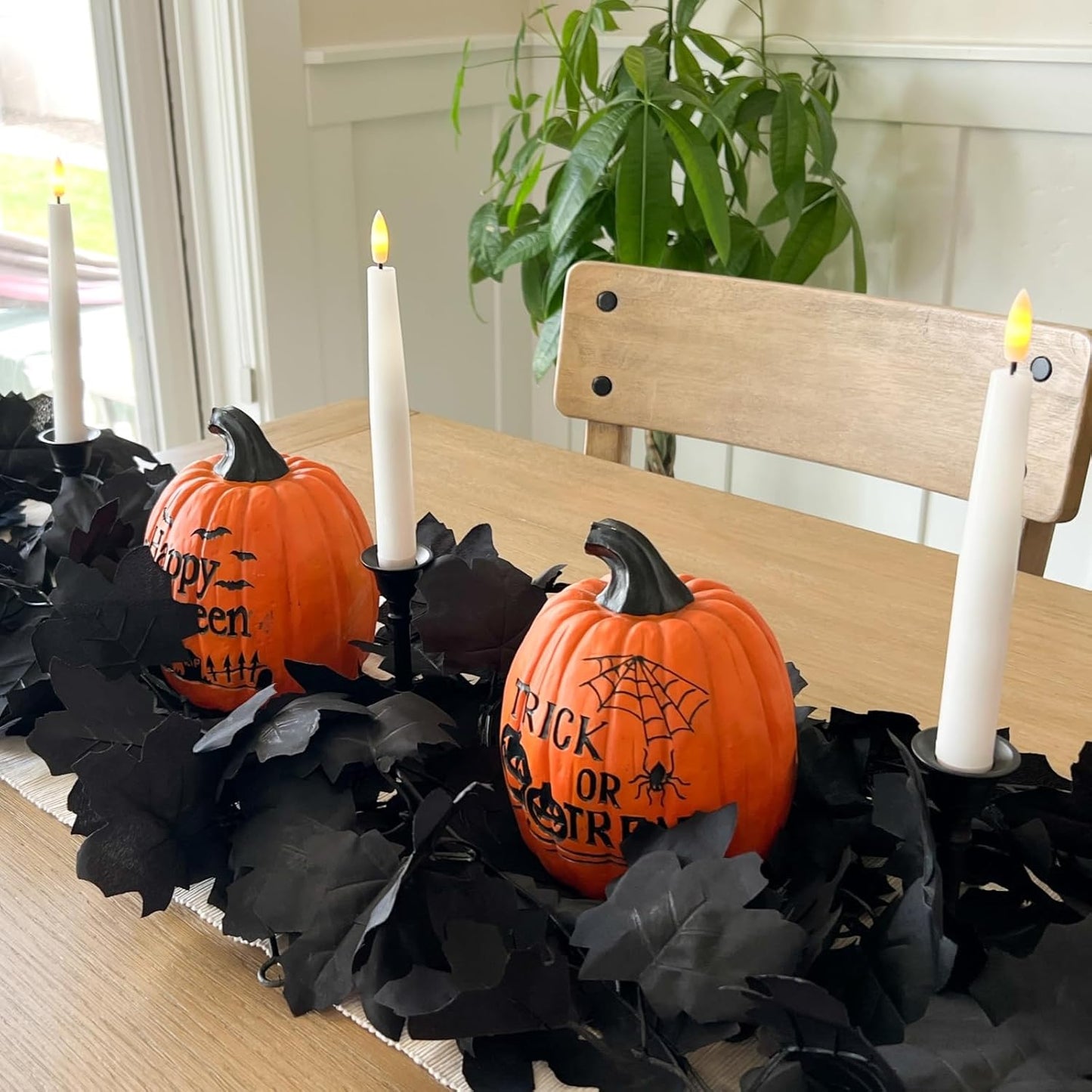 CQURE 10 Pack Black Fall Leaf Garland, Total 59Ft Halloween Garland Hanging Vines Artificial Fall Maple Leaves Thanksgiving Decor for Home Wedding Fireplace Christmas