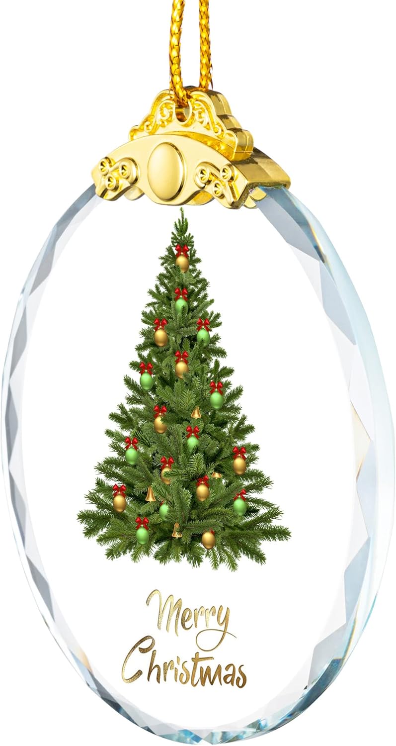 Christmas Ornaments Crystal Hanging, Christmas Tree Glass Ornament Hanging Craft Collectibles for Trees Home Party Gifts