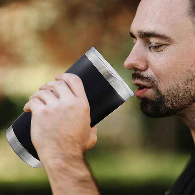 AIANJI 20oz Tumbler Bulk Stainless Steel Tumblers with Lid Vacuum Insulated Double Wall Travel Coffee Mug Powder Coated Tumbler Cup for Hot and Cold Drinks(Black, 6 pack)