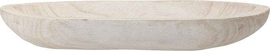 Bloomingville Hand-Carved Paulownia Wood Bowl with Whitewashed Finish