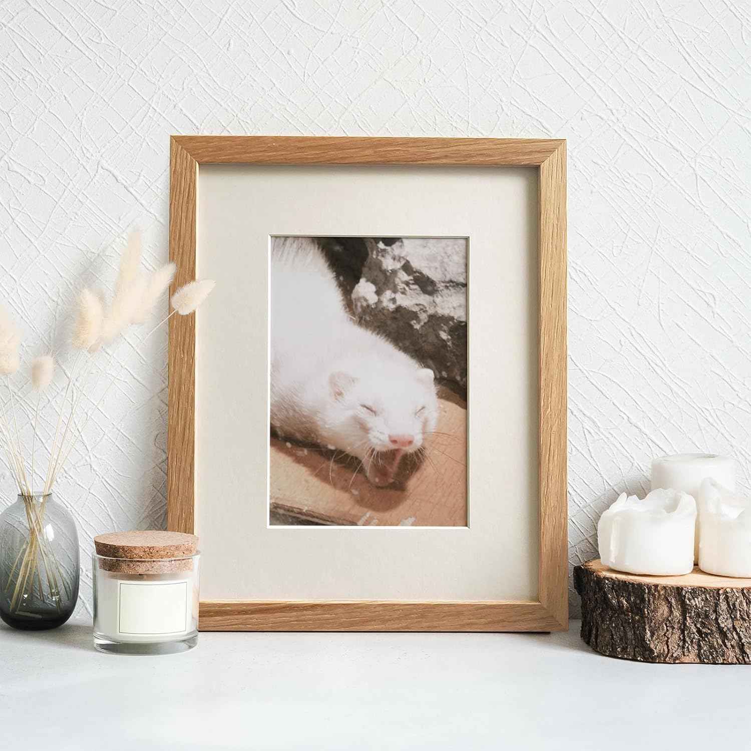 8x10 Picture Frame, Solid Oak Wood 8x10 Photo Frame with Mat to 5x7, 10x8 Picture Frames for Wall and Tabletop Display, Natural Oak 8 x 10 Frame, Set of 1