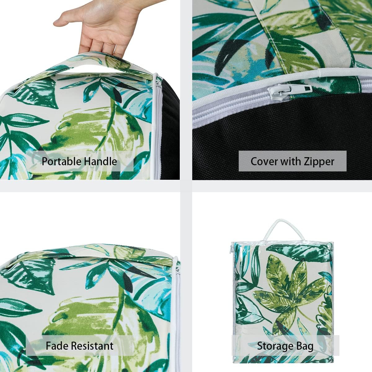 FUNHOME Inflatable Outdoor Ottoman with Air Pump,20"x9" Portable Patio Pouf,Water Resistant,Fade-Resistant,Round Blow Up Footrest Stools for Home Garden Camping Travel(Palm Leaf)