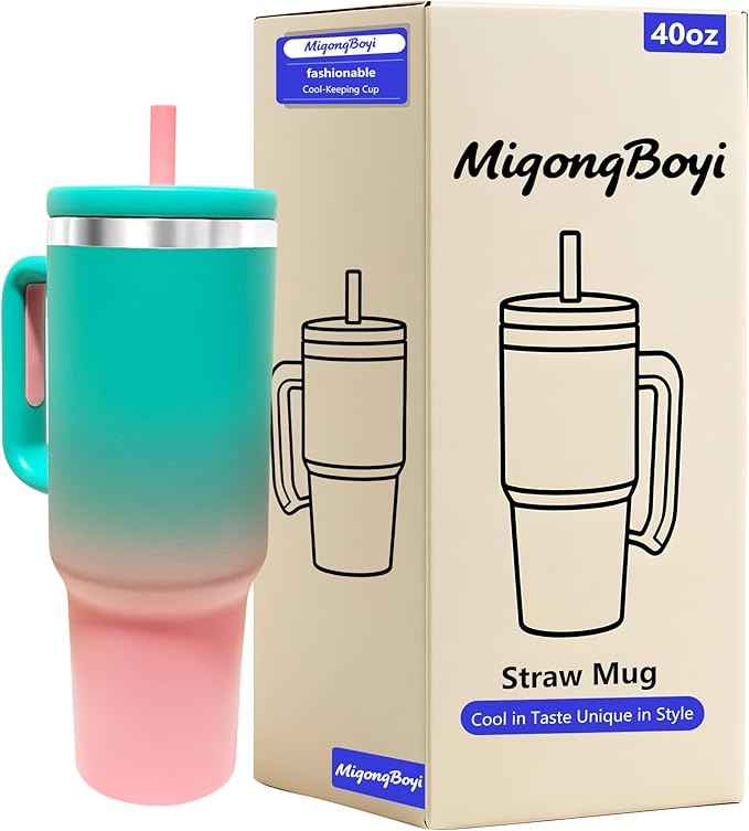 40-OZ Insulated Water Bottle,Insulated Stainless Steel Tumbler,Reusable Cold Drink Thermos,BPA-Free, Double-Wall Stainless Steel Water Bottle (Aqua Pink, 40, Fluid Ounces)