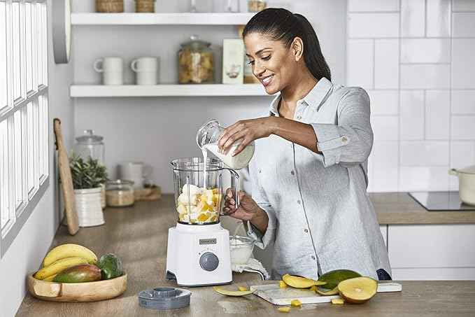 Kenwood BLP31.A0WH Blender, 1.6 L Krug, Steel Blades, 2 Speeds and Pulse, Non-Slip Feet, Equipped with Practical Handle, Power 350 W, Plastic, White and Grey