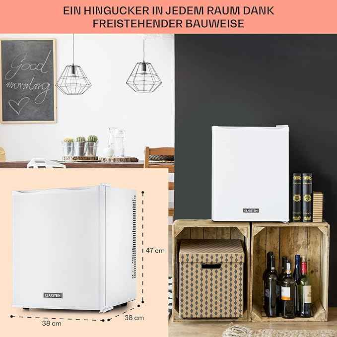 Klarstein Happy Hour - Mini bar, réfrigérateur à boissons, Compression, température de refroidissement : 5-15 °C, classe d'efficacité énergétique A, silencieux : 0 dB, lumière LED, 19 L, Blanc