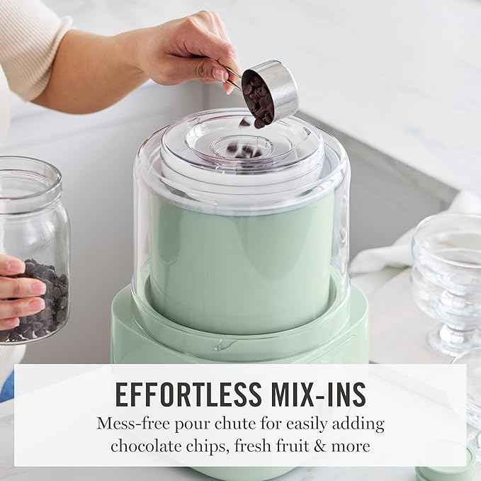 Martha Stewart Ice Cream Maker, 2 Quart Double-Insulated Freezer Bowl, Sorbet & Frozen Yogurt, Ready in 20 Minutes, Mix-Ins Chute, Easy to Clean, Honeydew Green