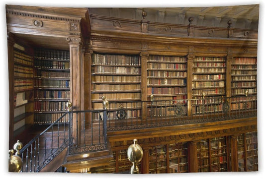 Kurtect Library Tapestry,Vintage Medieval Antique Bookshelf Bookcase Pattern Print Tapestries for Party Beach Picnic Blankets Tablecloths Living Room Wall Deocr, 40x60 in