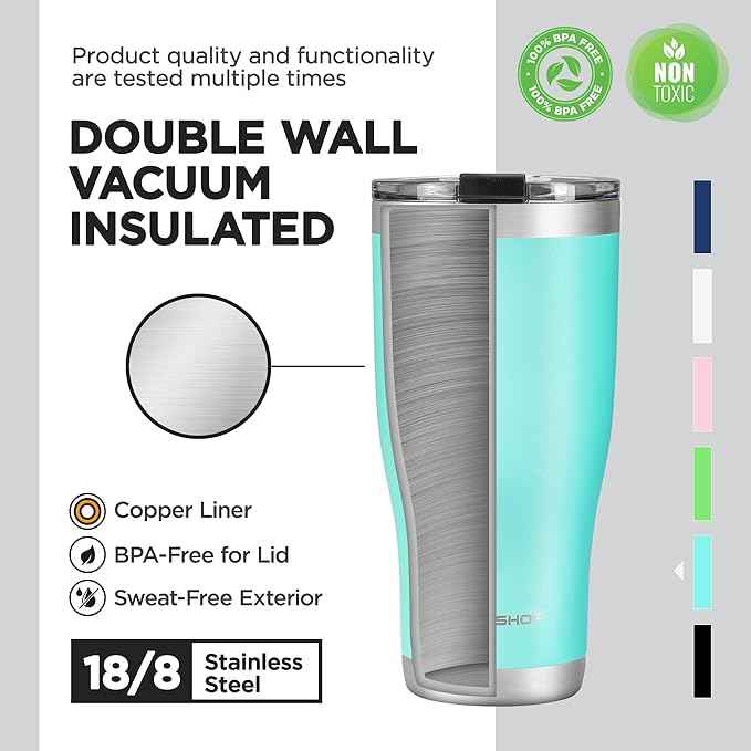 HAUSHOF 30 oz Tumbler, Stainless Steel Vacuum Insulated Coffee Tumbler Water Cup, Double Wall Travel Mug with Lid, Perfect for Hot and Cold Drinks