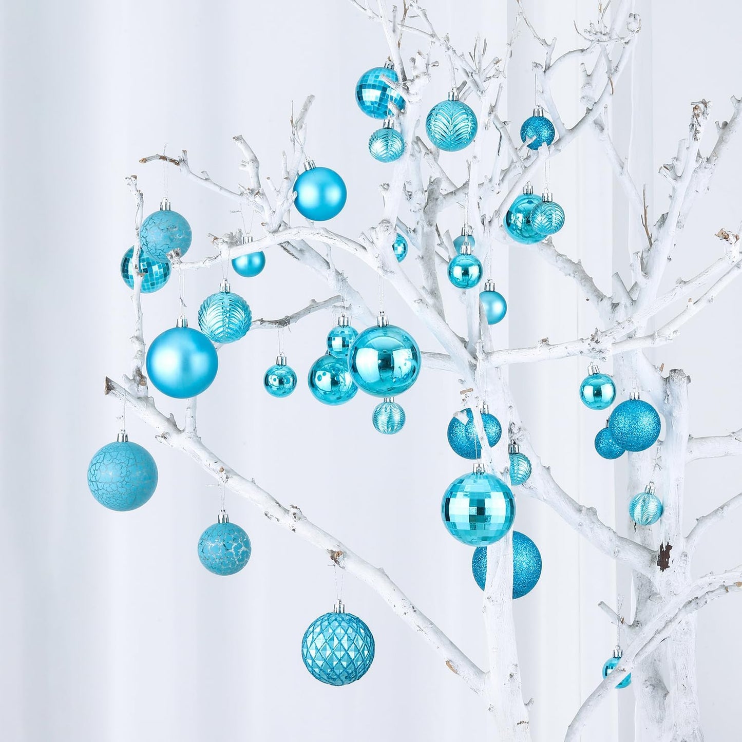LANGXUN 36pcs Acid Blue Christmas Tree Decorations Balls, Bolas De Navidad, 2025 Christmas Decor, Indoor Outdoor Shatterproof Christmas Ornaments, Xmars Party Wedding Suppiles