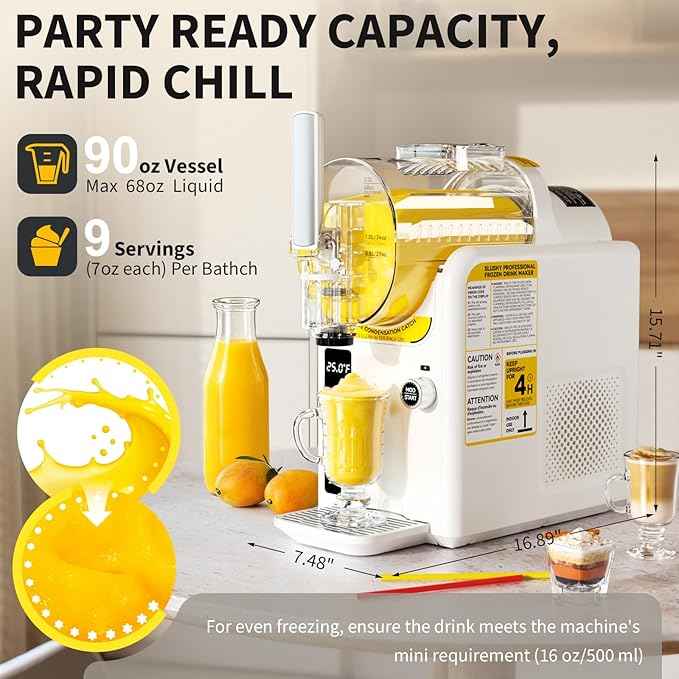Ice Cream Machine Slushie Machine for Home - Slushy Machine Maker Frozen Drink Maker No Ice Needed Self Cleaning, 5 Preset for Soft Serve Ice Cream, Slushie, Margarita, Frappés, Milkshake