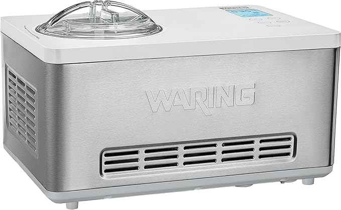 Waring Commercial WCIC20 2 Quart Capacity Ice Cream Maker with Built in Compressor, 180W, 120V, 5-15 Phase Plug