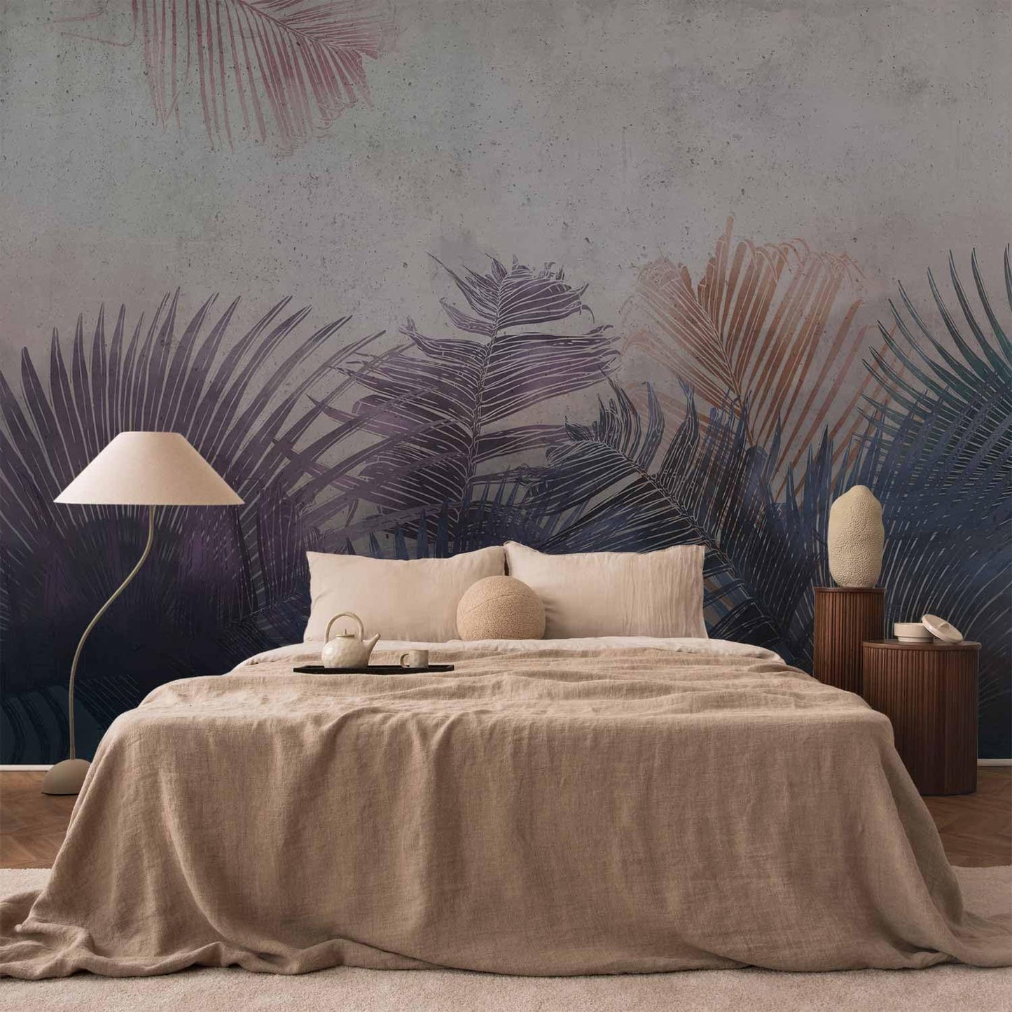 artgeist Premium Wall Mural Jungle 177x124 in - XXL Non-Woven Wallpaper Fleece Wall Decor Photo Print Picture Image Design Leaves Botanical Nature Purple Grey b-A-0827-a-a