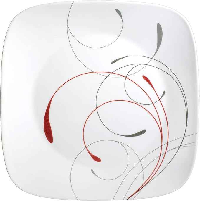 Corelle Vitrelle 18-Piece Service for 6 Dinnerware Set Triple Layer Glass and Chip Resistant, Lightweight Square Plates and Bowls Set, Splendor