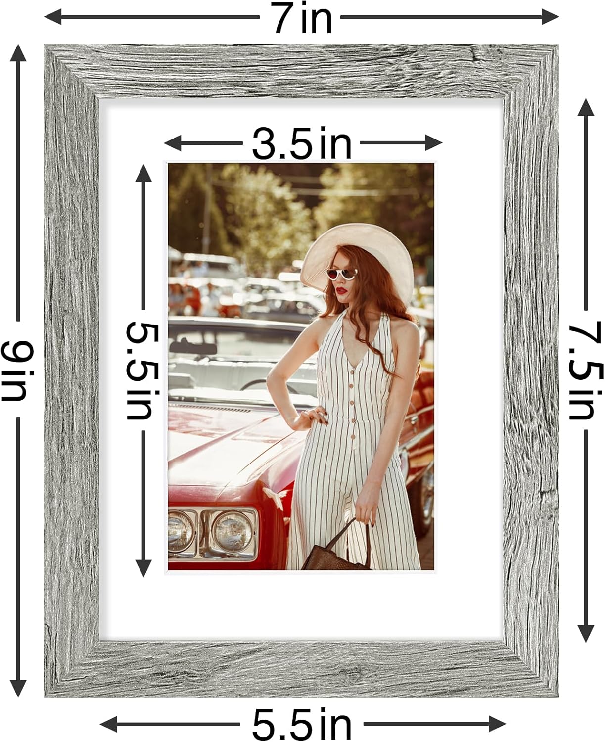 Vittanly 6x8 Picture Frames Set of 9, Shatter Resistant Plexiglass, Display 4x6 Pictures with Mat or 6x8 without Mat, Photo Frames for Wall or Tabletop, Engineered Wood, Grey