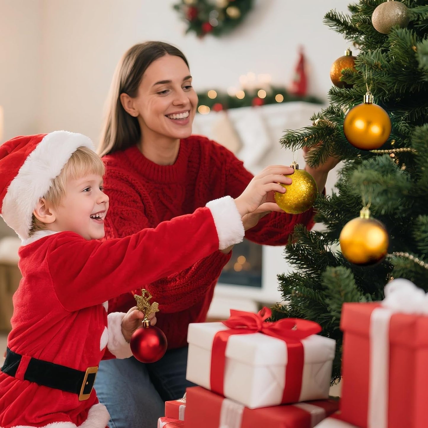 Christmas Tree Decorations Ornament Set, 60ct 2.36 Inches Gold Shatterproof Christmas Ball Ornaments, Hanging Ball for Xmas Holiday Wedding Party Decor
