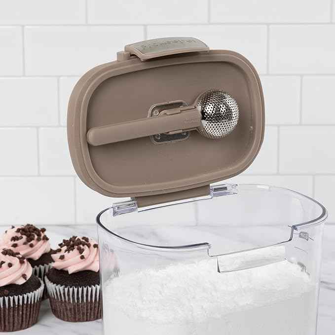 ProKeeper+ Airtight Food Storage Container Set – Clear Plastic Flour and Sugar Canister Set with Magnetic Accessories for Kitchen Organization (Taupe, 9-Piece)