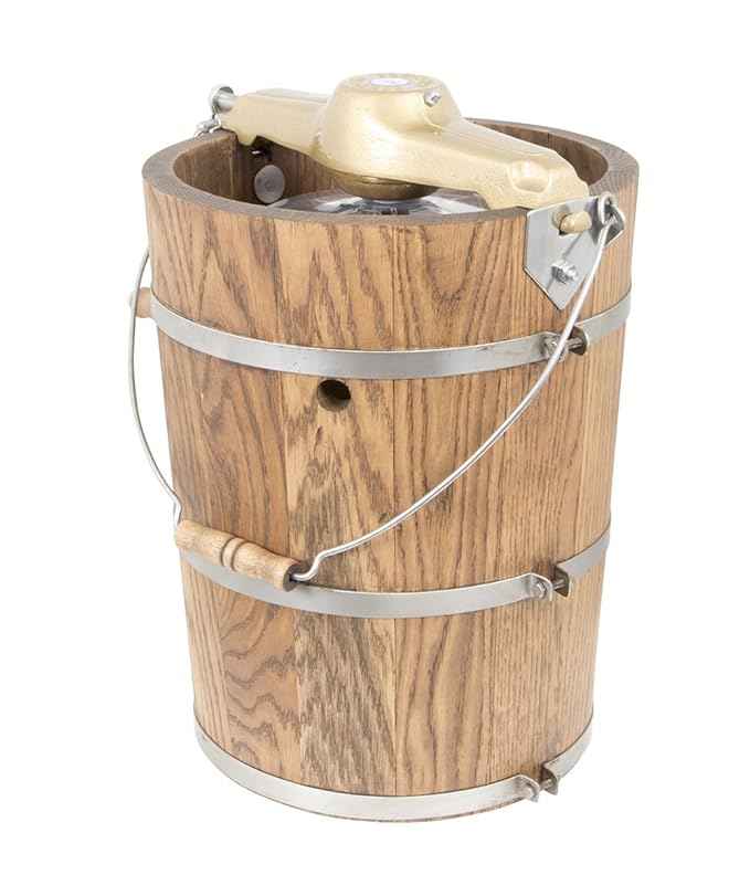 Country Ice Cream Maker - Classic Wooden Tub - Hand Crank - 6 quart
