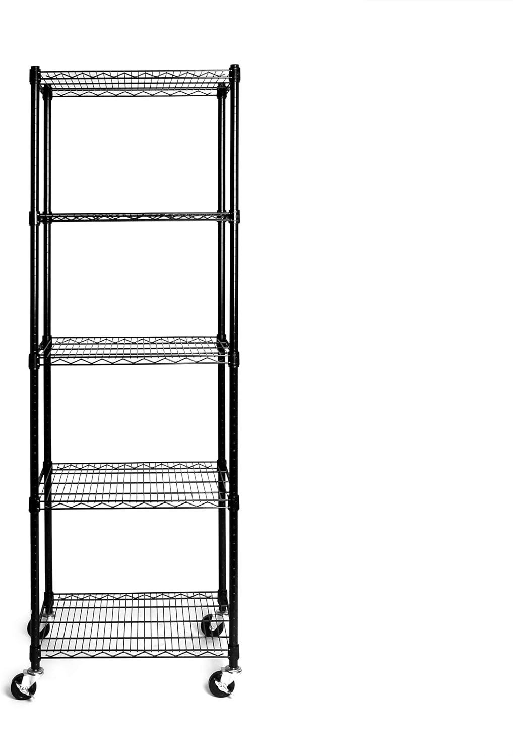 Seville Classics UltraDurable Heavy Duty NSF Solid Steel Wire Rack Storage Unit, Organizer for Garage, Warehouse, Office, Restaurant, Classroom, Kitchen, Black, 5-Tier Shelving, 24" W x 18" D