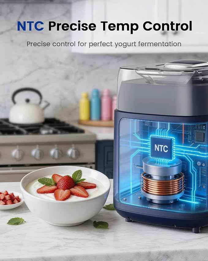 4-in-1 Compressor Ice Cream Maker (1.0Qt), No Pre-Freezing, Automatic Yogurt Maker, Gelato Sorbet Frozen Yogurt Soft Serve Machine, Compact Vertical Design for Home Kitchen(Blue)