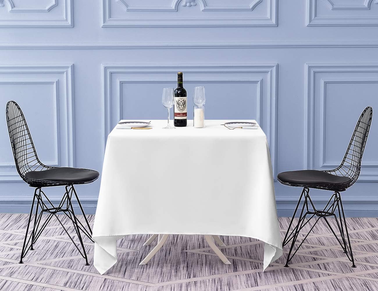 Surmente Square Tablecloth for Square or Round Tables 100% Polyester 70x70 Inch Table Cloth for Weddings, Banquets, or Restaurants (White)