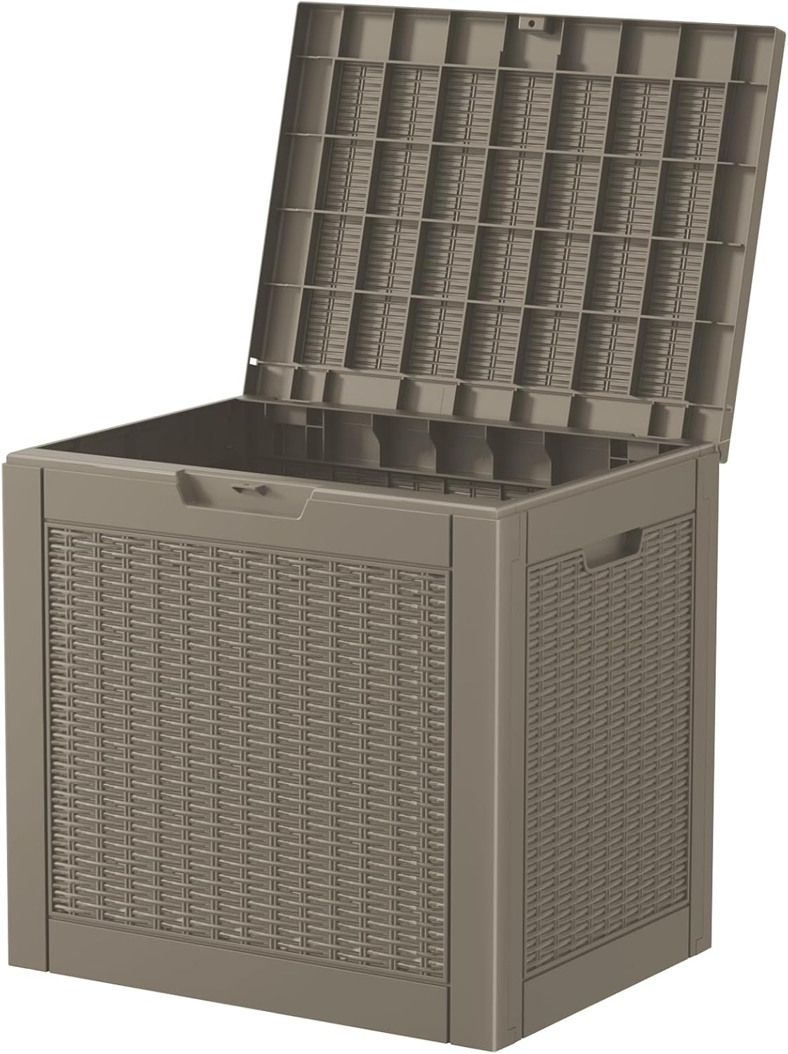 Vixzen 31 Gallon Resin Deck Box - Lockable Outdoor Storage for Patio Cushions, Garden Tools, Pool Supplies，Grey