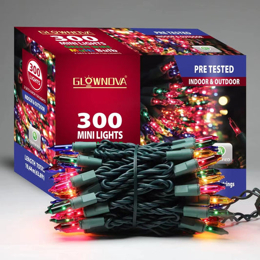 Green Wire,Multicolor,Incandescent Bulb 300 Mini String Lights for Indoor Christmas Tree Garland Birthday Wedding Party Festival Decoration