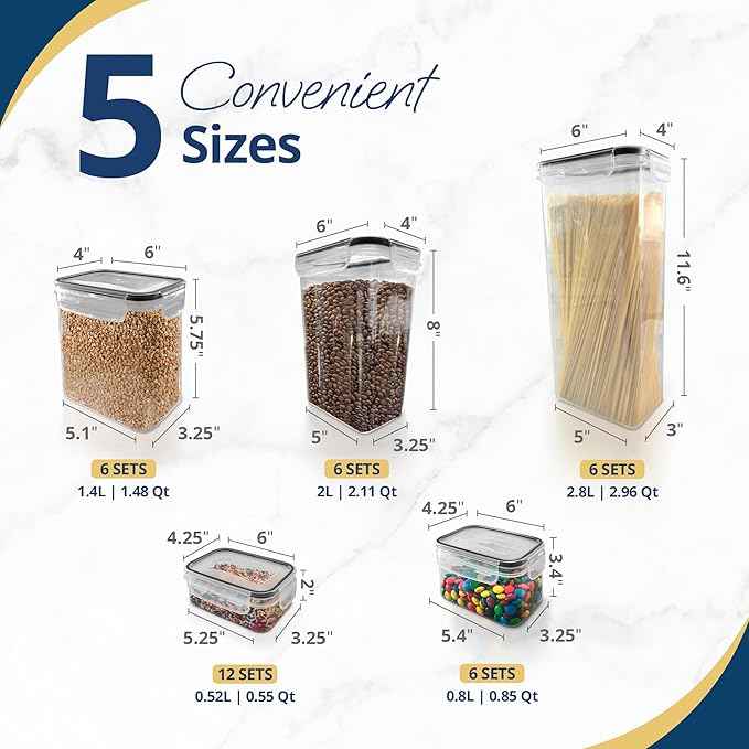 Reli. Airtight Food Storage Containers with Lids (36 Sets) | Kitchen Organizers and Storage Pantry Organizers | BPA Free Plastic Food Containers | Ultra Variety Pack w/Measuring Cup, 42 Labels, Pen