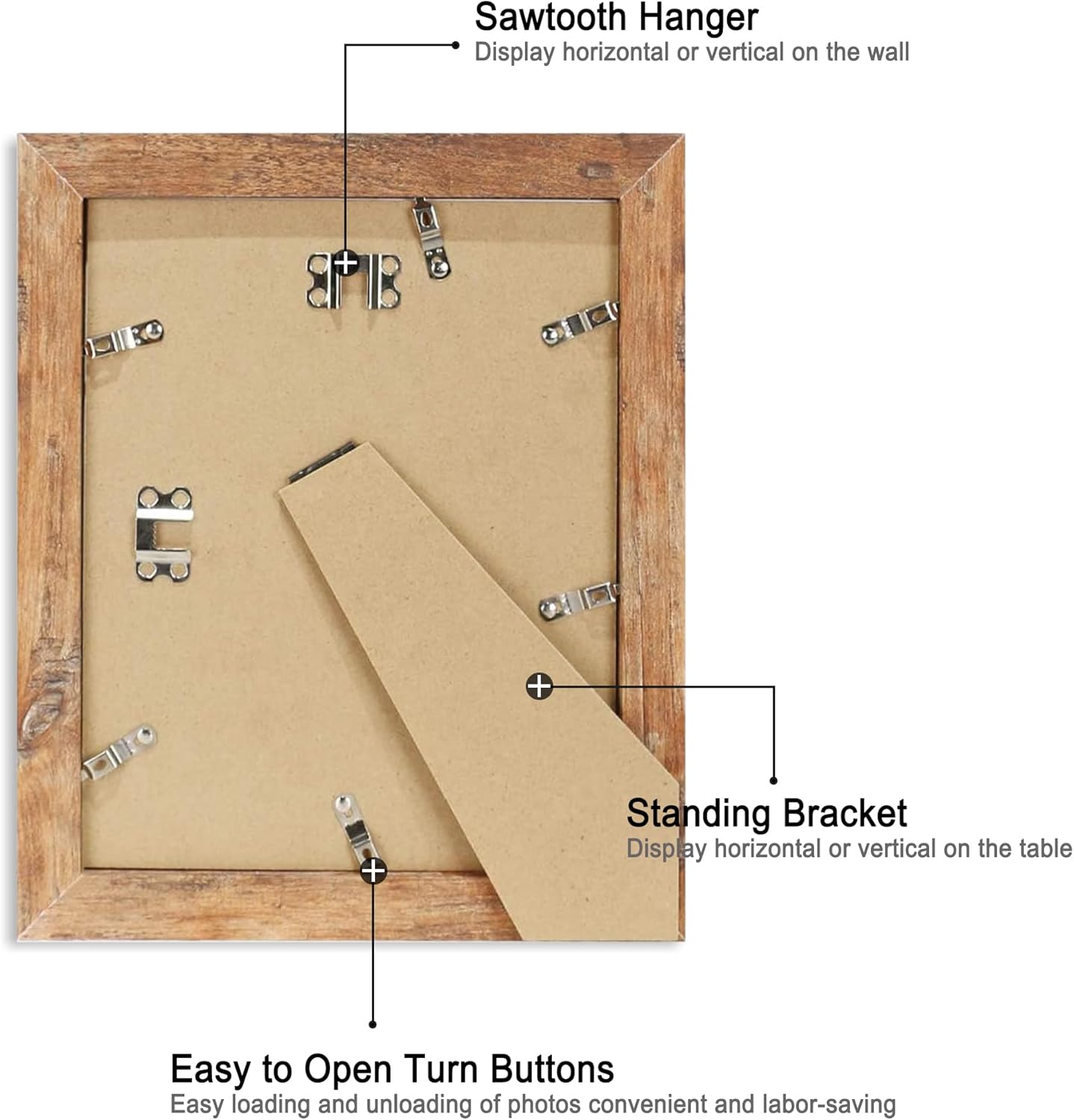 iRahmen 8x10 Picture Frame Set of 6, Brown Rustic Frame with High Definition Real Glass, 8 x 10 Wood Photo Frames for Tabletop Display and Wall Mounting
