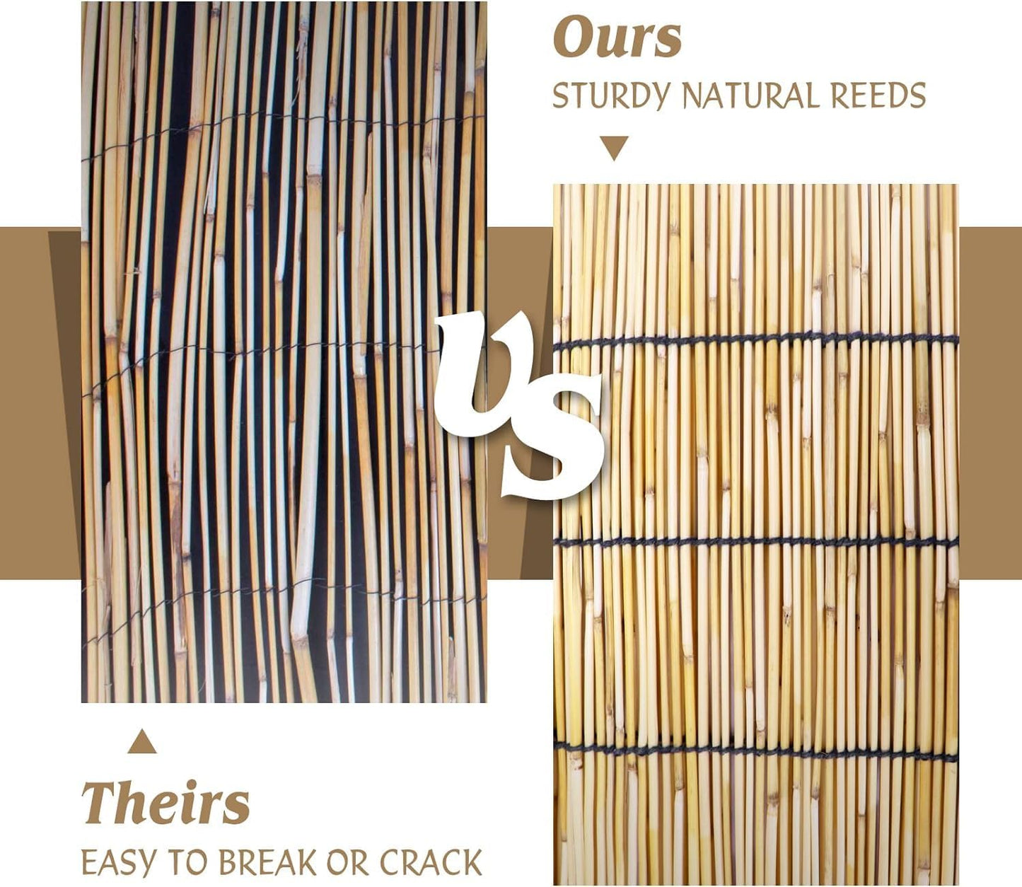 Natural Reed Fencing Rolls,6FT X 16.4FT Reed Screen Curtain Fence Covering Privacy Bamboo for Outdoor Backyard Patio（Yellow）