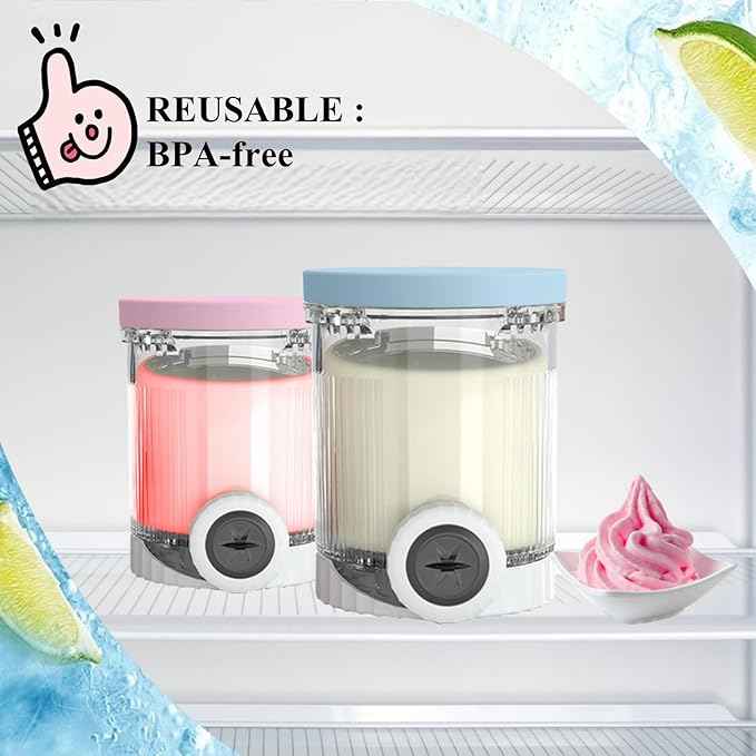 4 Pack Creami Pints and silicone Lids for Ninja NC700 NC701 Series, Compatible with Ninja Swirl Ice Cream & Soft Serve Makers, BPA-Free & Dishwasher Safe, Replacement XSK7PNTLD2