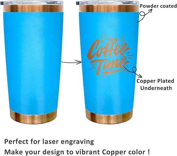 20 oz Tumblers Stainless Steel Tumbler with Lid and Straw Insulated Copper Coffee Mug for Laser Graving 39oz Powder Coated Cup(Mix6B)