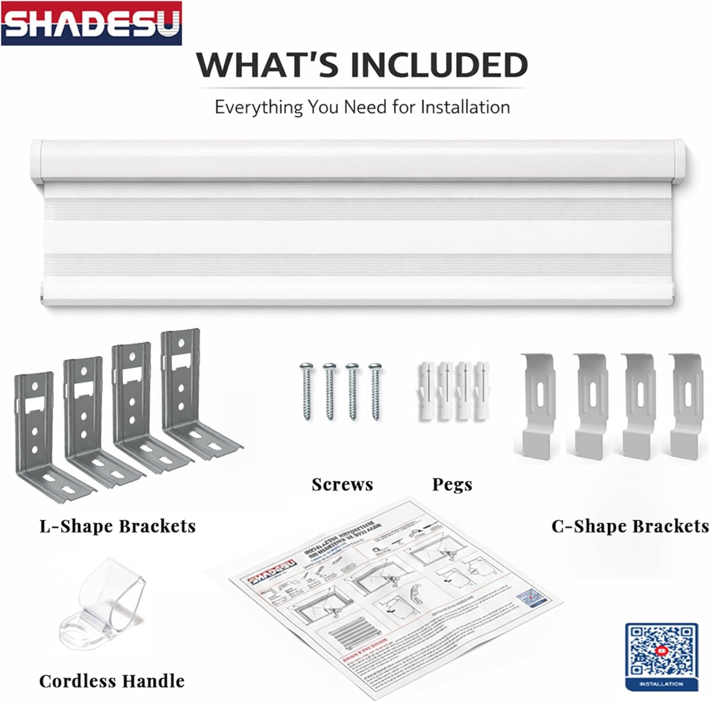 ShadesU Cordless Zebra Blinds – Light Filtering Dual-Layer Window Shades for Privacy (Grey Color) (Maximum Height 72") (Width 73")