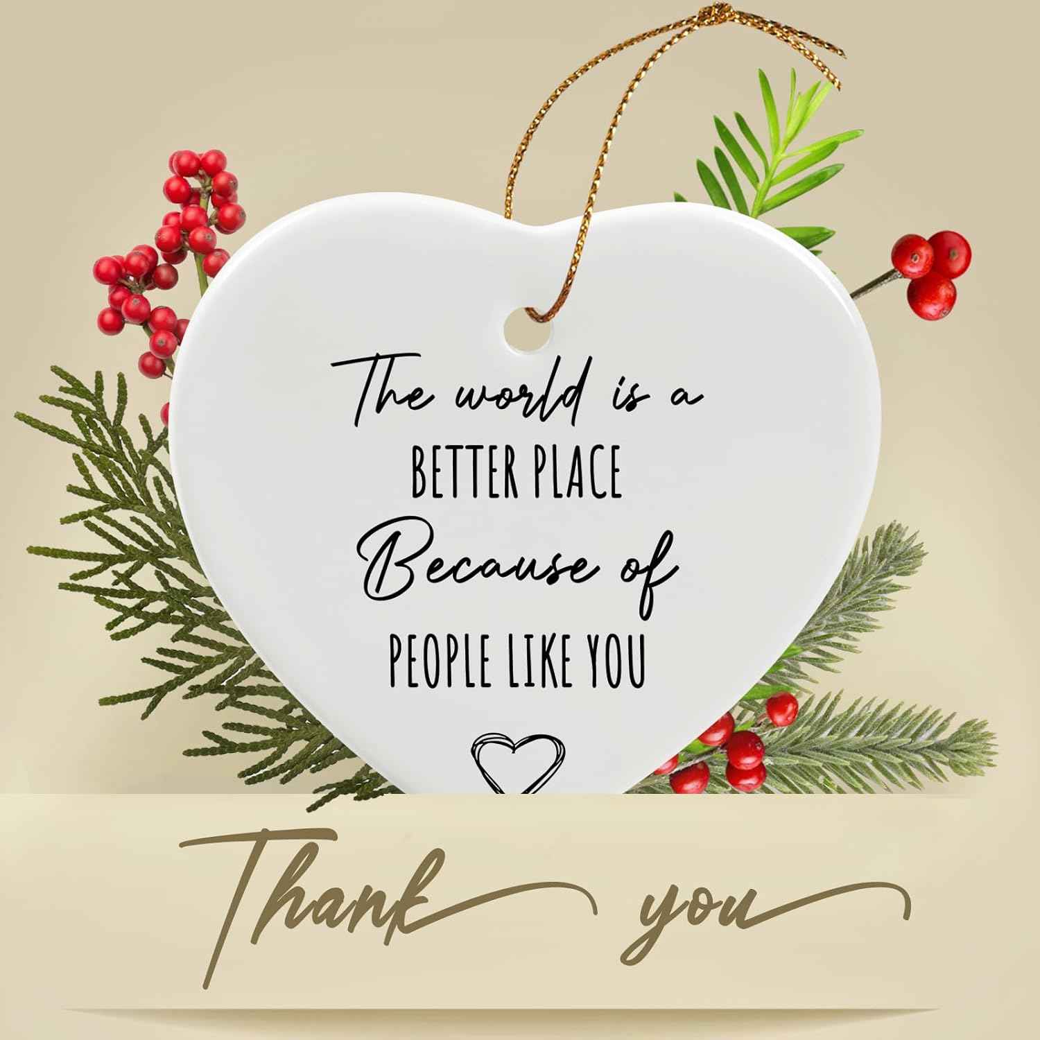 Jocidea Thank You Gift - The World is a Better Place - Ceramic Heart Quote Gift