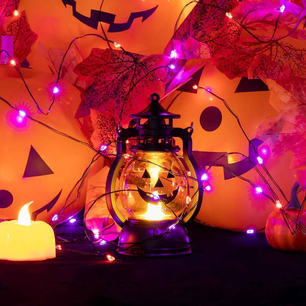 Halloween Fairy Lights 66FT 200 LED Waterproof Plug in Purple and Orange LED String Lights with Remote 8 Modes for Indoor or Outdoor, Patio, Backyard,Garden