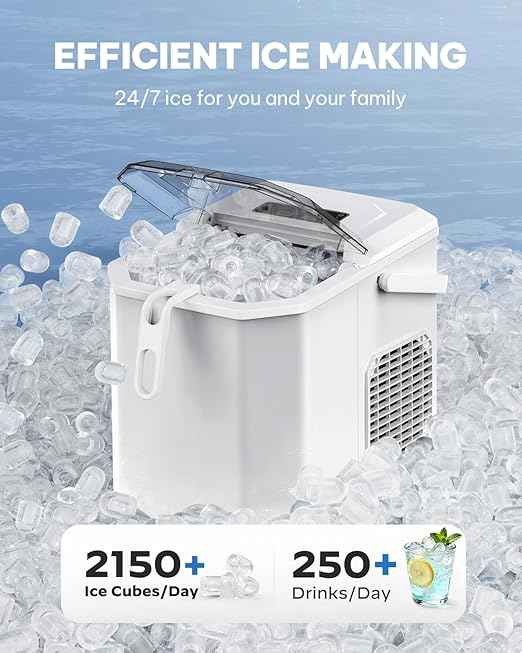 Silonn Ice Maker Countertop,Self-Cleaning Ice Makers with Basket and Scoop,9 Cubes in 6 Mins, 26 lbs per Day, Ideal for Home,Kitchen,Camping,RV,White