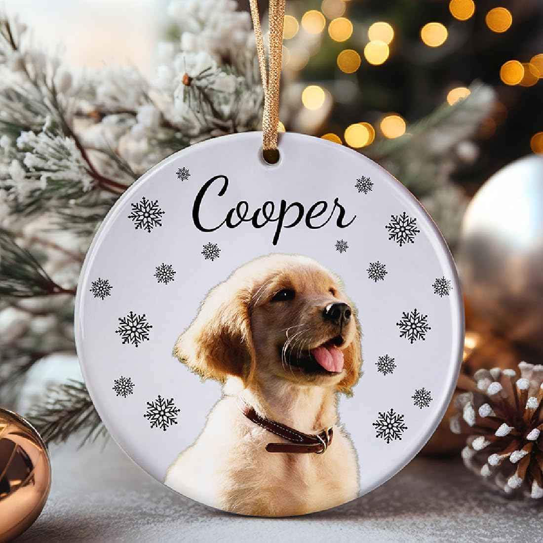 Personalized Dog Photo Ornament, Custom Pet Picture Ornament