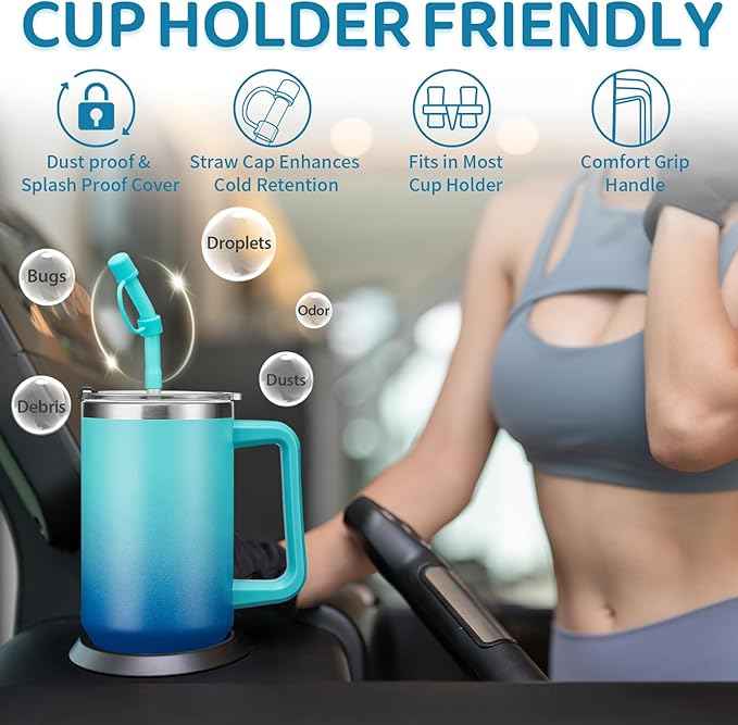 BENZZO 40 oz Tumbler with Handle Straw and 2-in-1 Lid Made of Metal Travel Mug for Easy Grip & Spill Proof, Pop-off Prevention Insulated Cup Gifts for Women, Car Cupholder Friendly，BPA Free