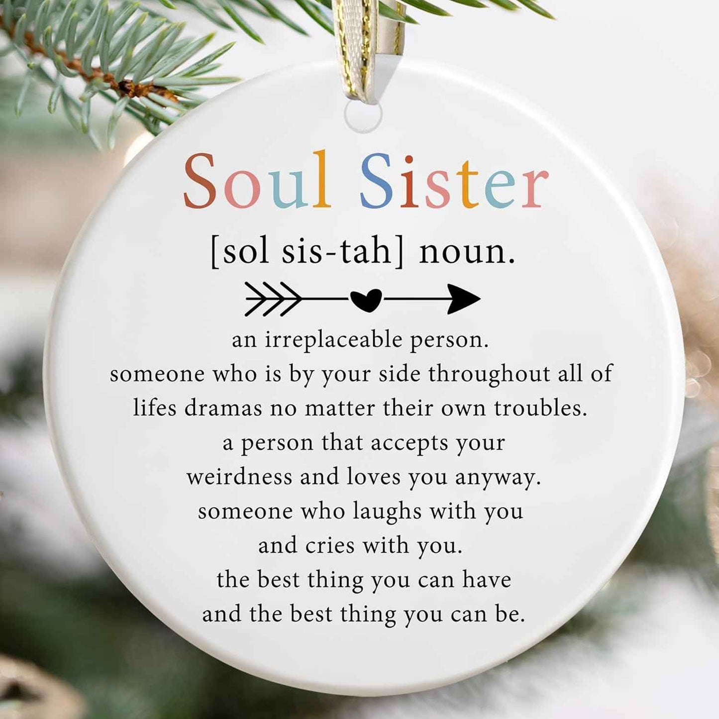 Friendship Christmas Ornaments - Best Friend & Soul Sister - Irreplaceable Gifts for Friends