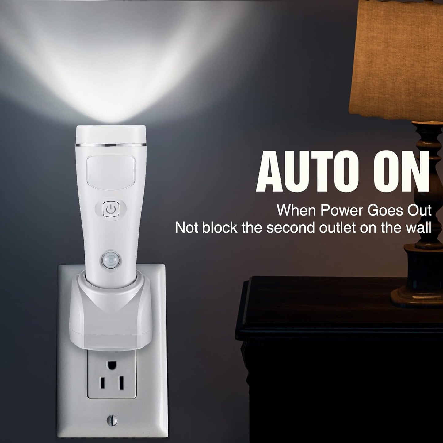 Enhon 4 in 1 LED Emergency Lights for Home Power Failure, 3 Pack Rechargeable Plug in Flashlight Motion Sensor Night Light, Automatic Turn On Power Outage Light for Home Hurricane Supplies(White)