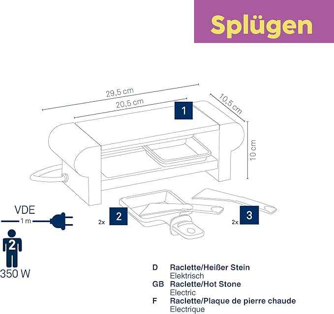 kela 66493 ‘Splügen’ Raclette Table with Black Granite for 2 People