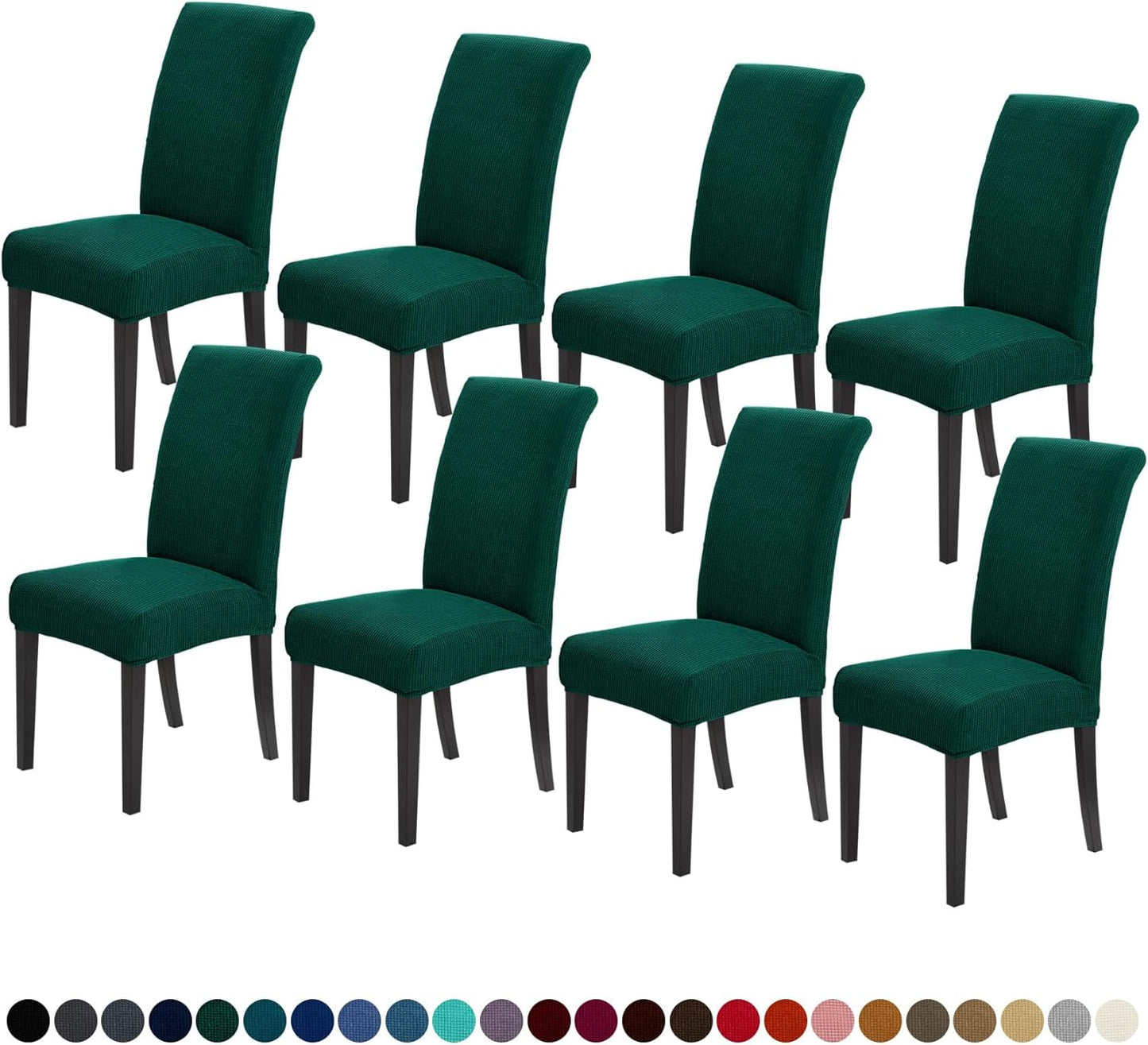 Joccun Chair Covers for Dining Room Set of 8, Dining Chair Slipcovers Stretch Dining Room Chair Covers Seat Protector,Washable Parsons Chair Cover for Home,Hotel,Banquet(Hunter,8 Pack)