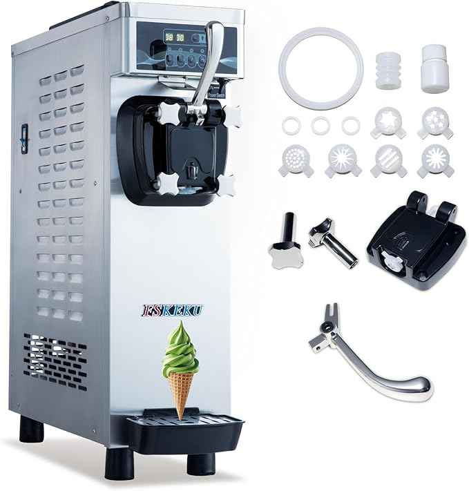 Commercial Ice Cream Machine, 1.35kW 16-22L/H Yield, Single Flavor Countertop Soft Serve Maker with 7L Hopper 1.7L Cylinder, Pre-cooling Puffing & Hopper Stirring, YKF-8116F