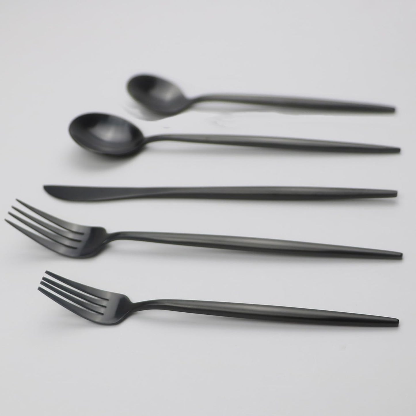 20-Pieces Luxury Black 18/10 Stainless Steel Flatware Set, Matte Finsh, Service for 4